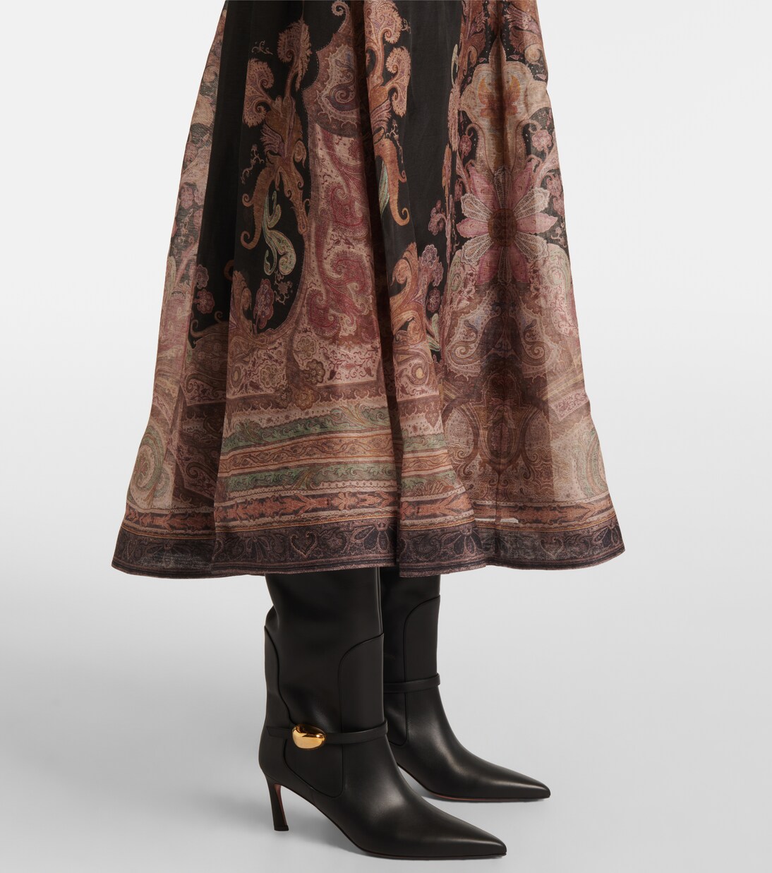 Robe midi Illustration en lin et soie | Zimmermann