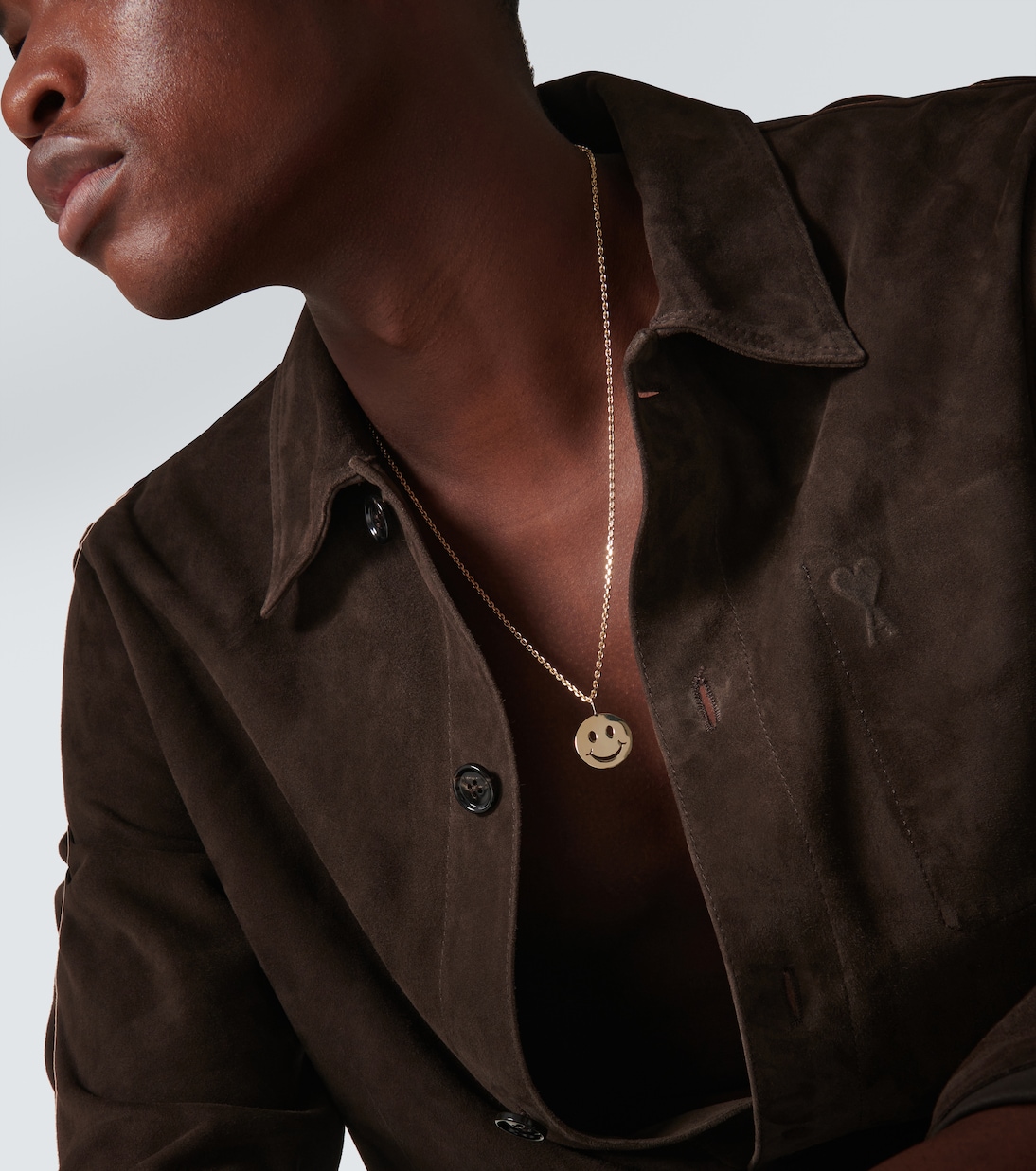 Happy Face 14kt yellow gold charm necklace | Sydney Evan