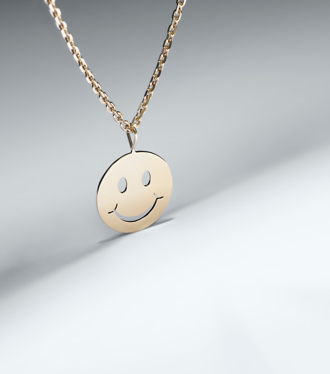Happy Face 14kt yellow gold charm necklace | Sydney Evan