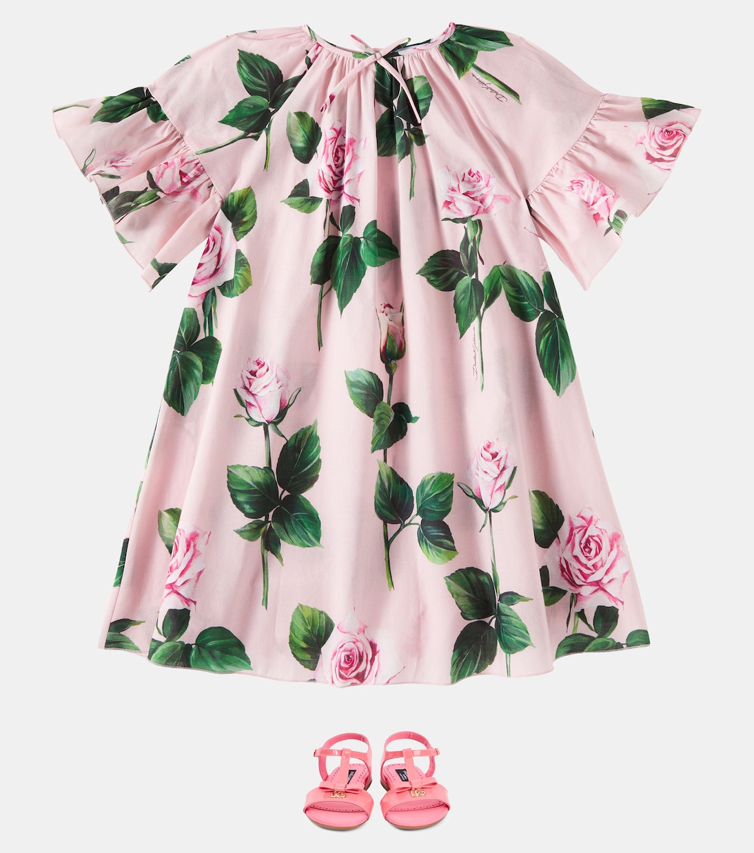 Robe en coton à fleurs | Dolce&Gabbana Kids