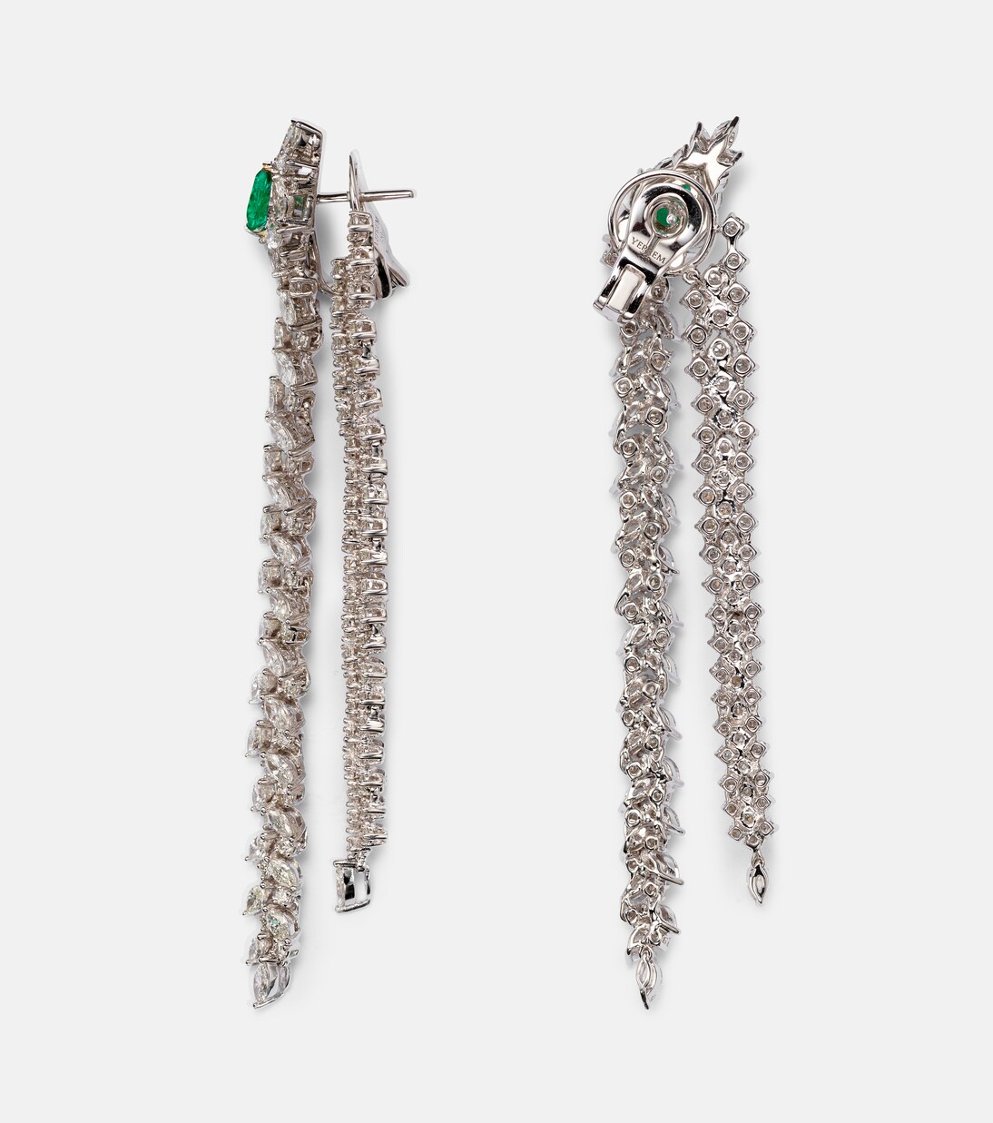 Ohrringe Reign Supreme aus 18kt Weißgold (750/1000) mit Diamanten und Smaragden | Yeprem