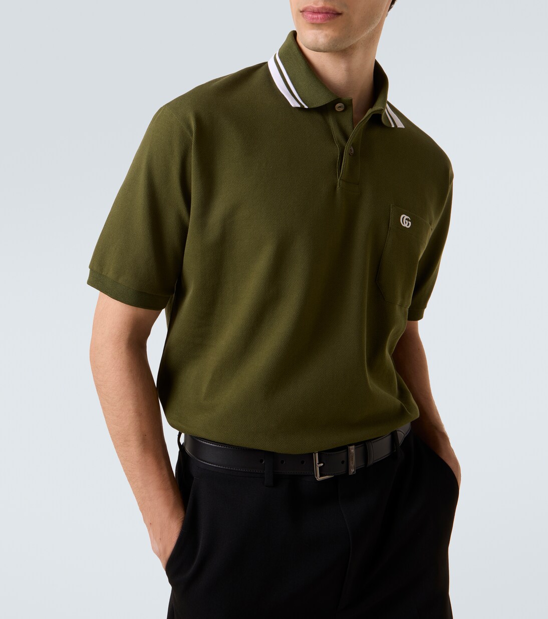 Double G cotton-blend piqué polo shirt | Gucci