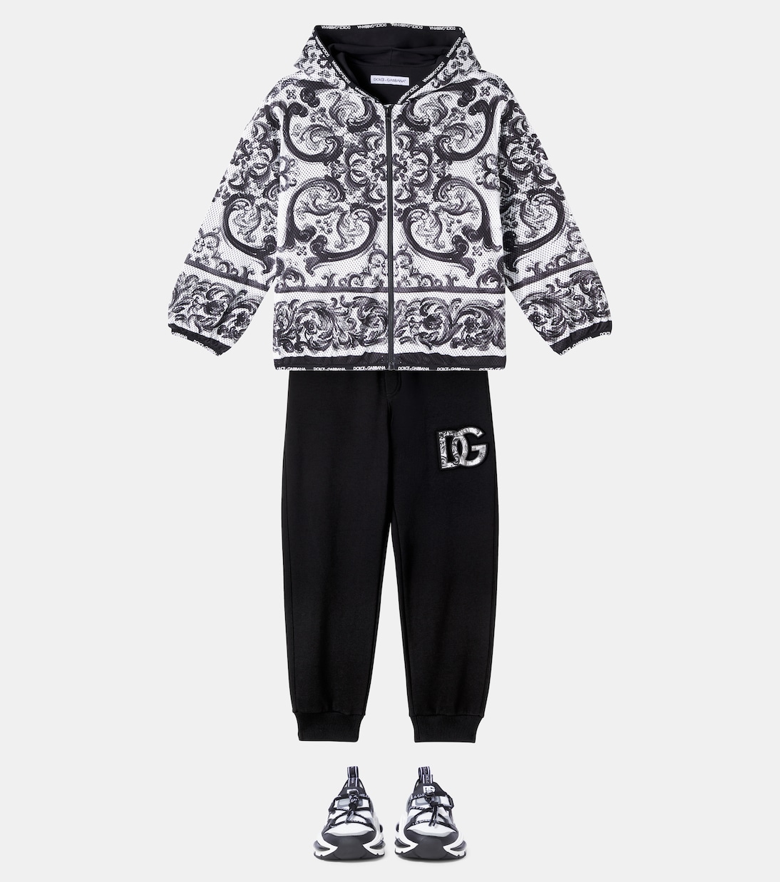 Majolica hooded zip-up jacket | Dolce&Gabbana Kids
