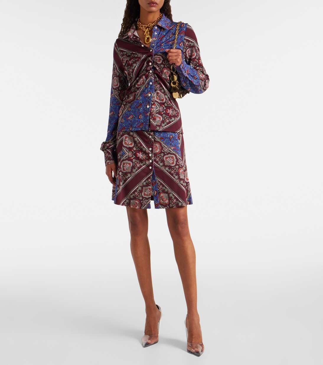 Falda fruncida con paisley | Rabanne