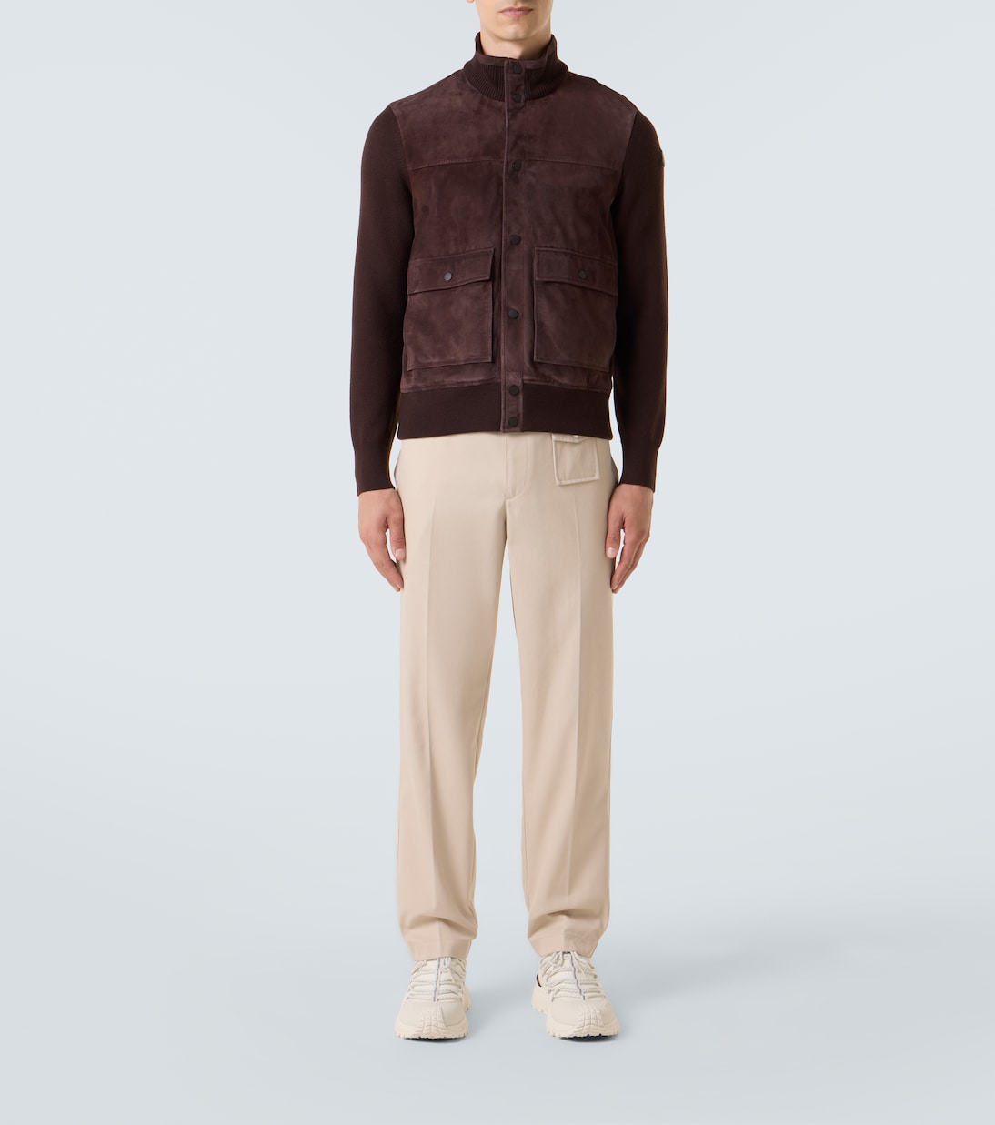 Paneled suede and wool jacket | Moncler