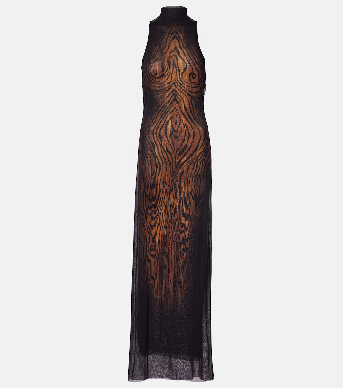 Wood printed mesh maxi dress | Jean Paul Gaultier