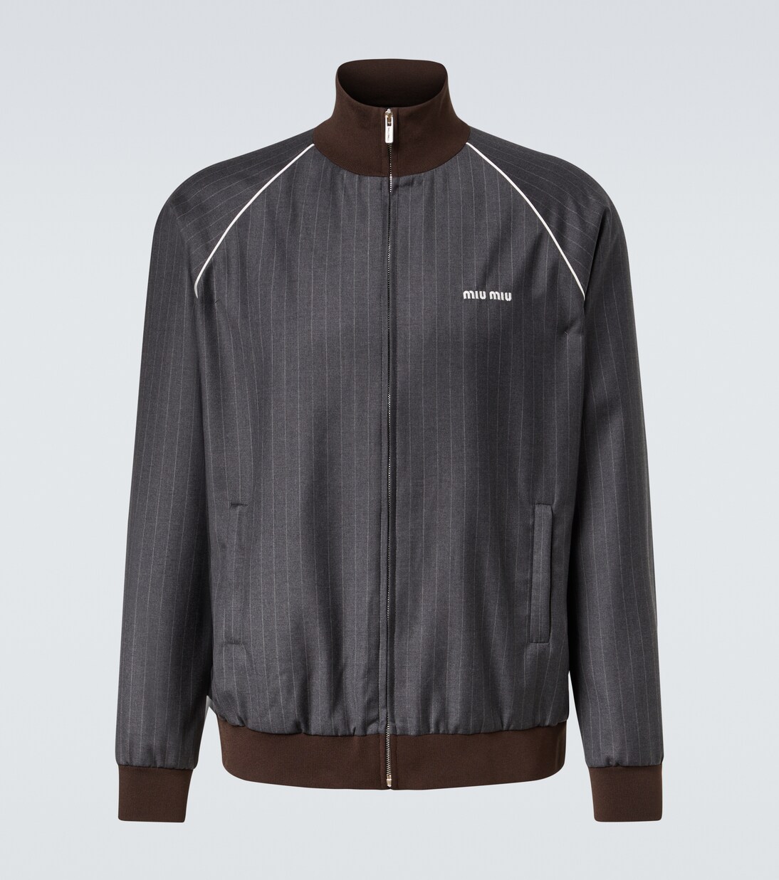 Veste de survêtement en laine vierge à logo | Miu Miu