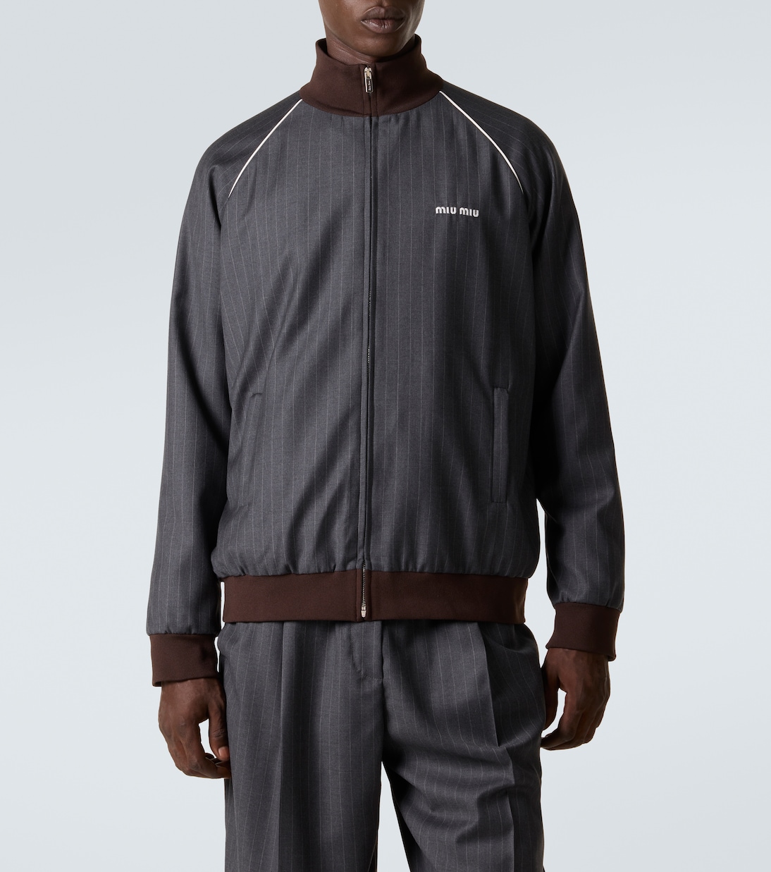 Veste de survêtement en laine vierge à logo | Miu Miu