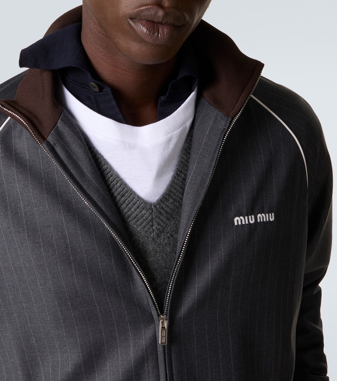 Veste de survêtement en laine vierge à logo | Miu Miu