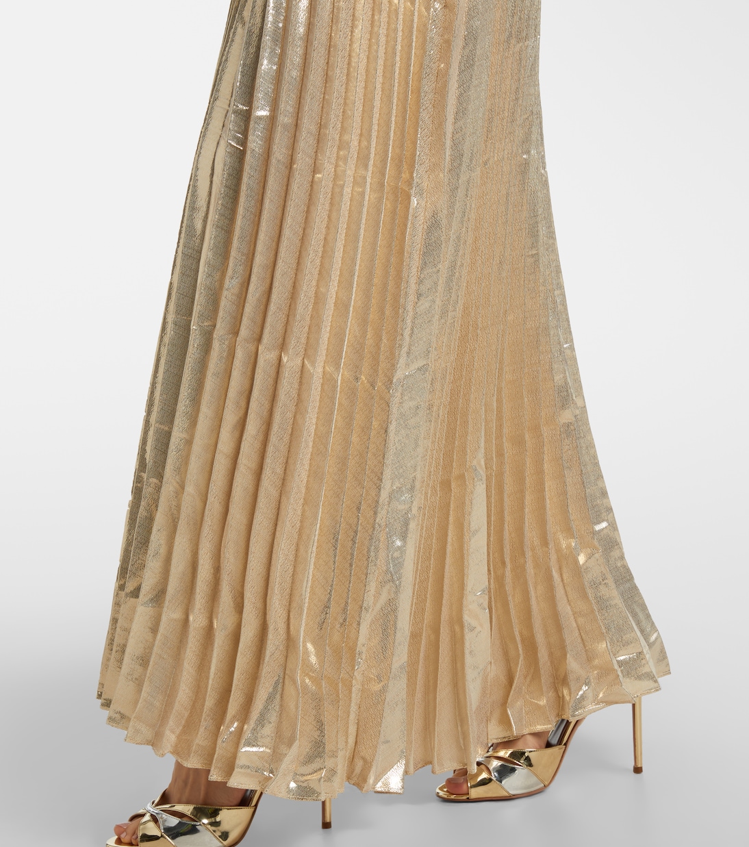 Verziertes Maxikleid aus Rippstrick und Lamé | Self-Portrait