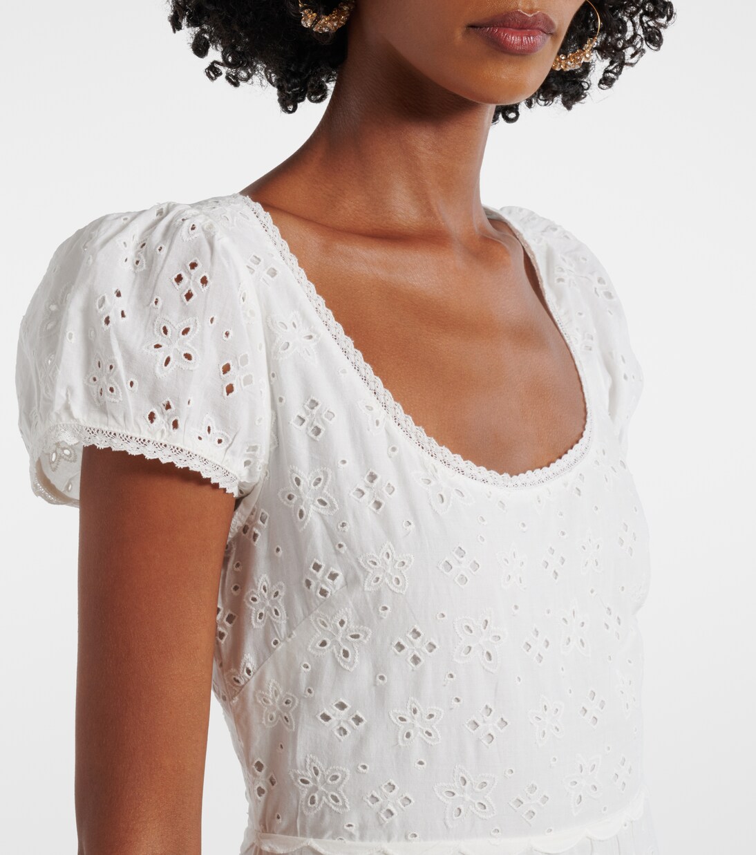 Vestido midi Remi de algodón con bordado inglés | Rixo