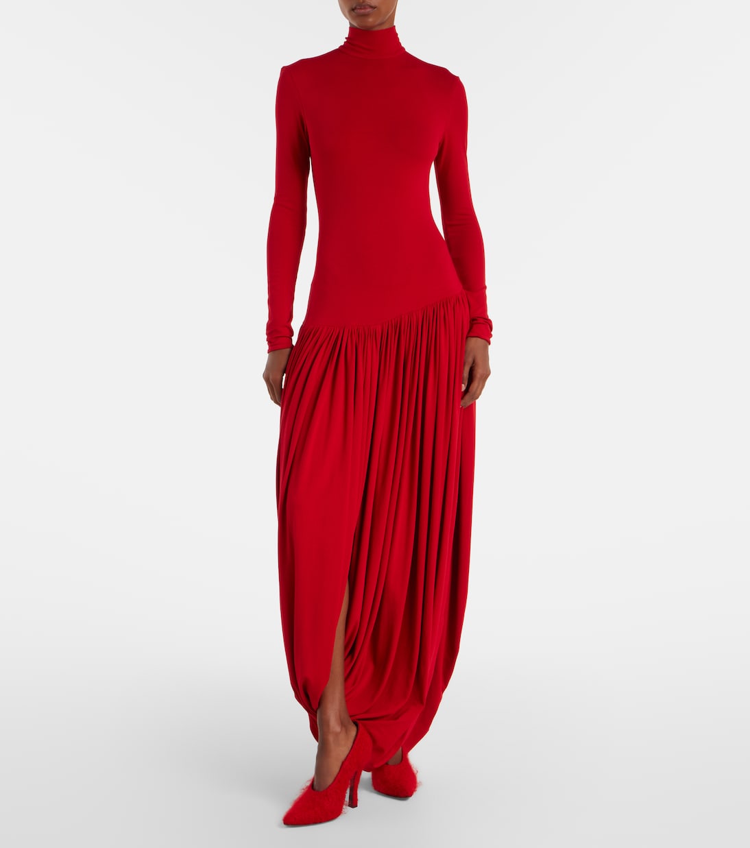 Asymmetric pleated turtleneck maxi dress | Magda Butrym