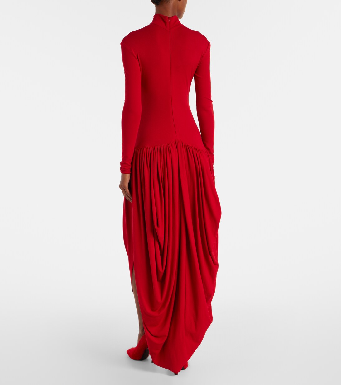Asymmetric pleated turtleneck maxi dress | Magda Butrym