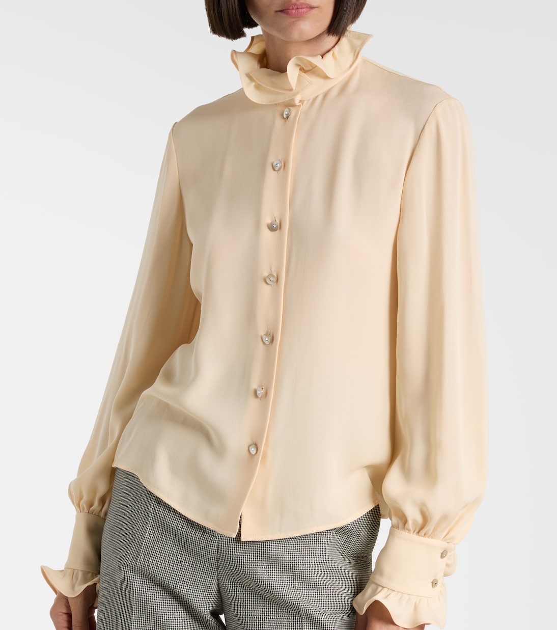 Blusa de georgette de seda con volantes | Valentino