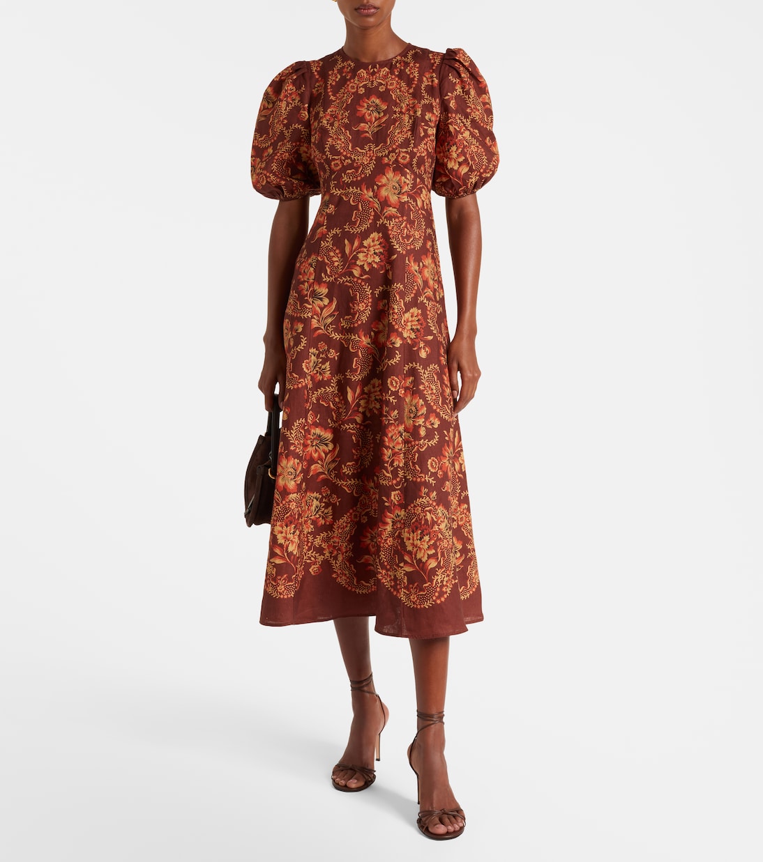 Bedrucktes Midikleid Seraphina aus Leinen | Alémais
