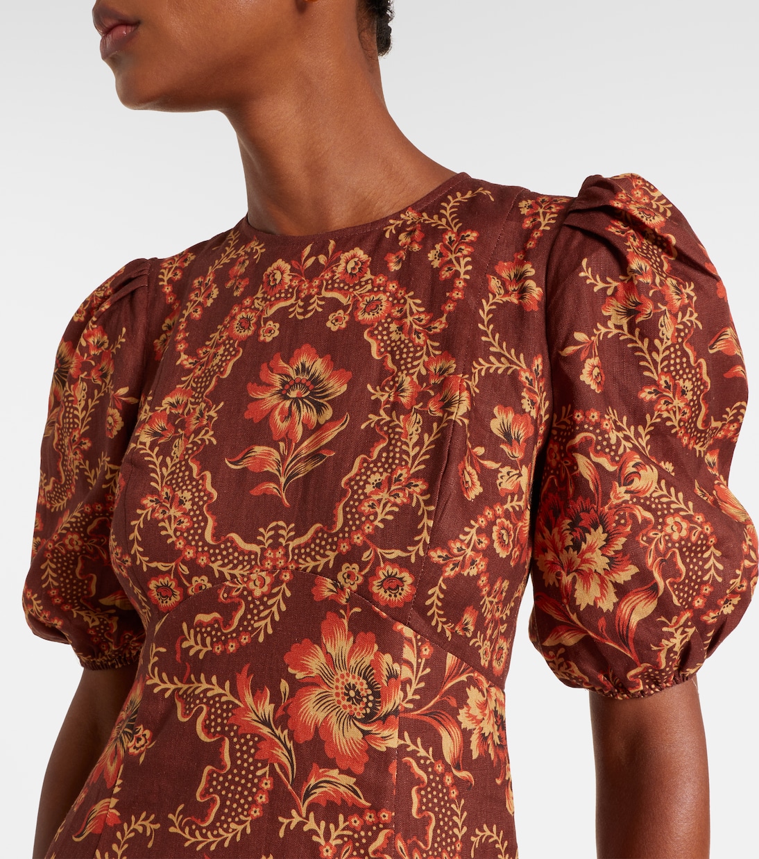 Bedrucktes Midikleid Seraphina aus Leinen | Alémais