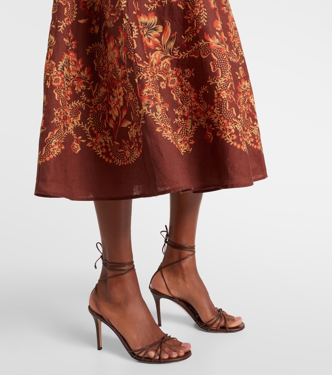 Bedrucktes Midikleid Seraphina aus Leinen | Alémais