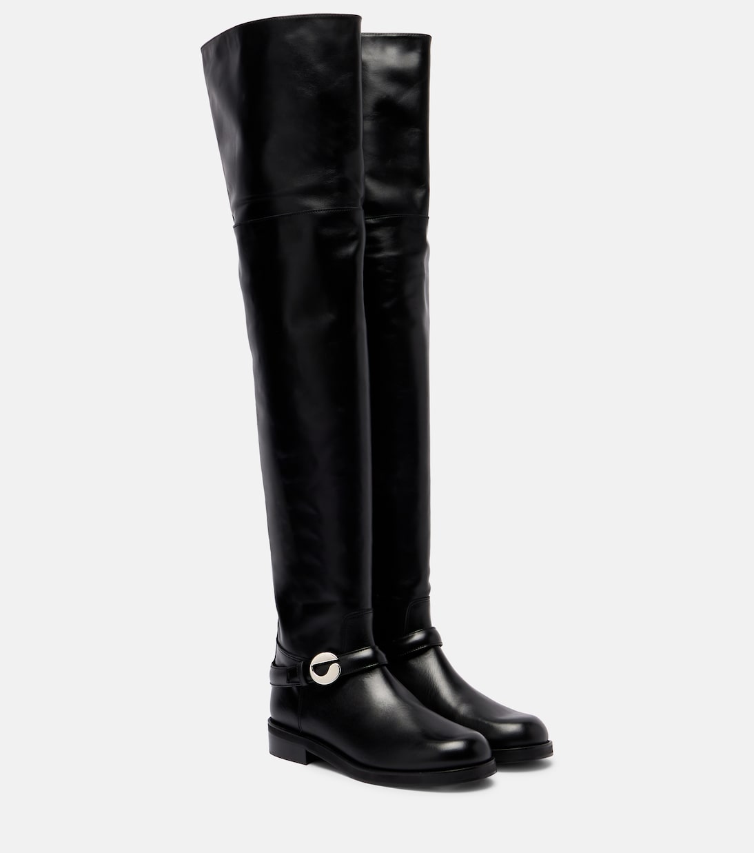 Logo leather over-the-knee boots | Coperni