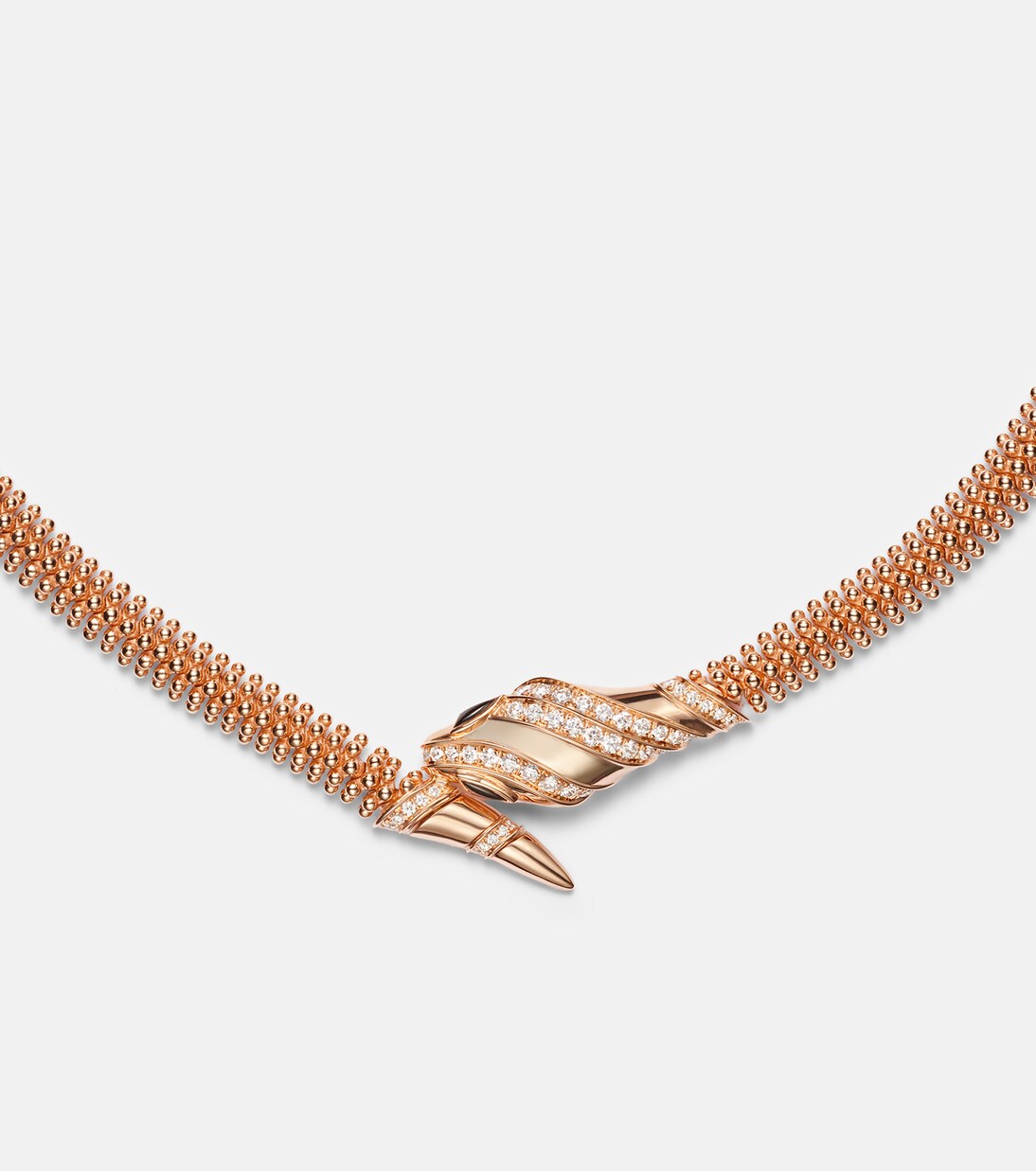 Serpenti 18kt rose gold necklace with diamonds and onyx  | Bvlgari