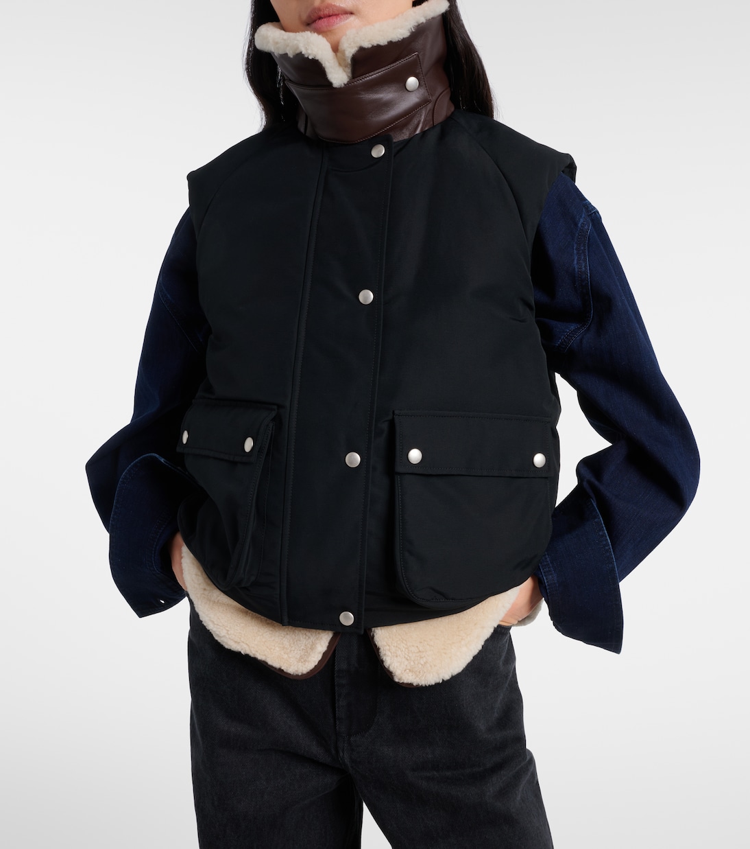 Shearling-trimmed cotton-blend vest | Loewe