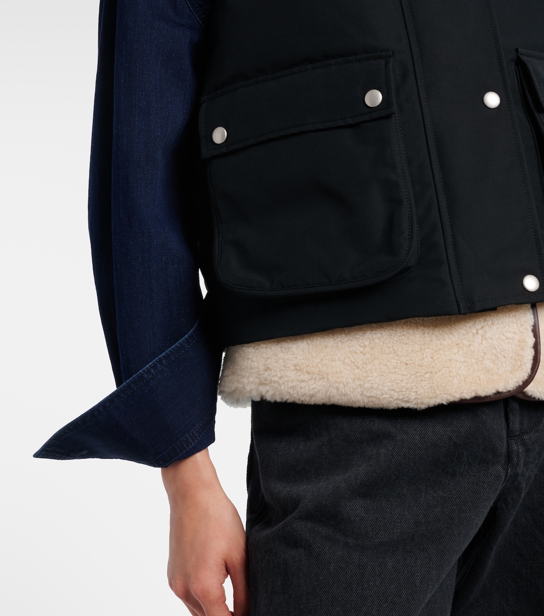Shearling-trimmed cotton-blend vest | Loewe