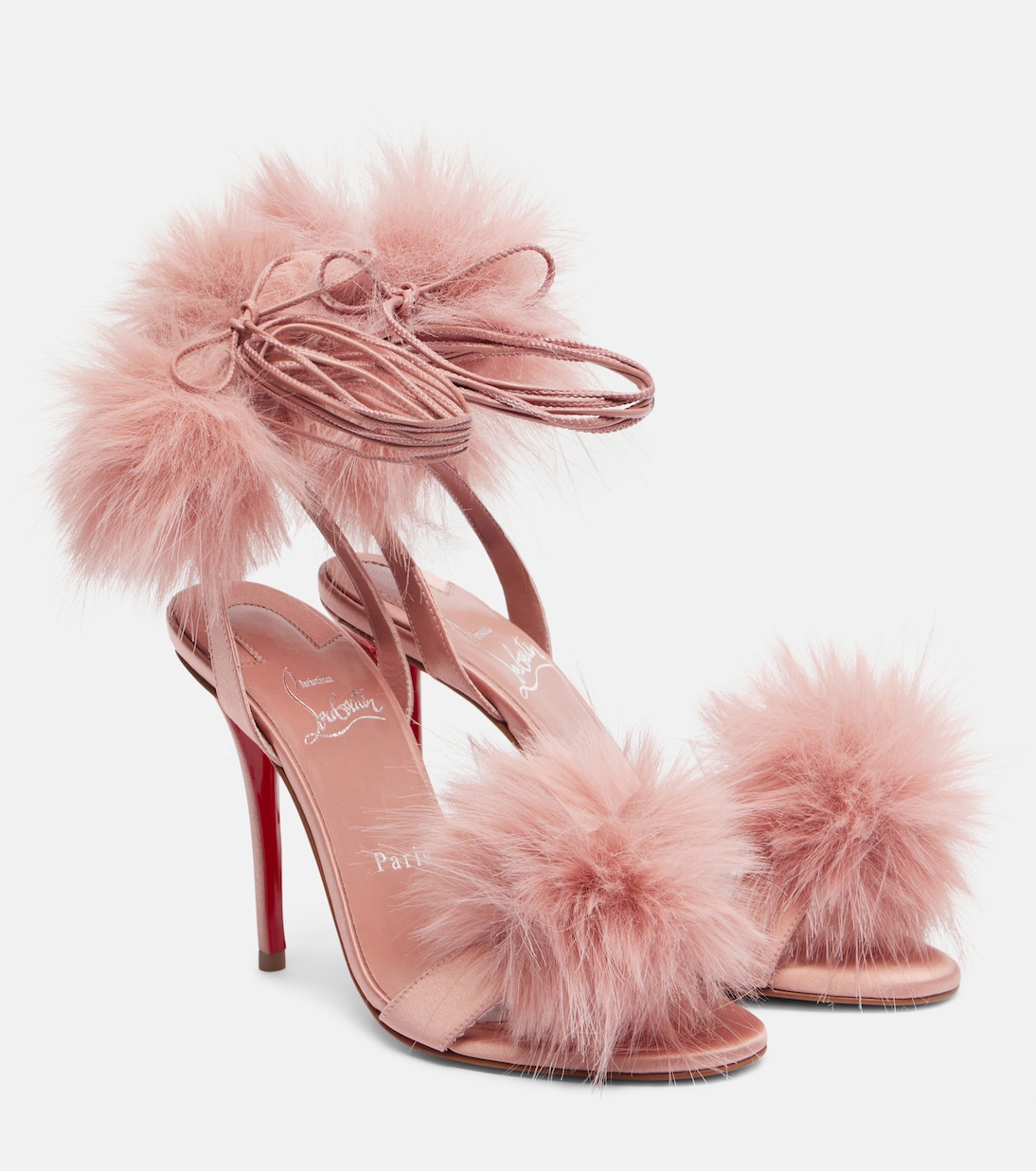 Sandales Patapompom 100 en crêpe de satin | Christian Louboutin