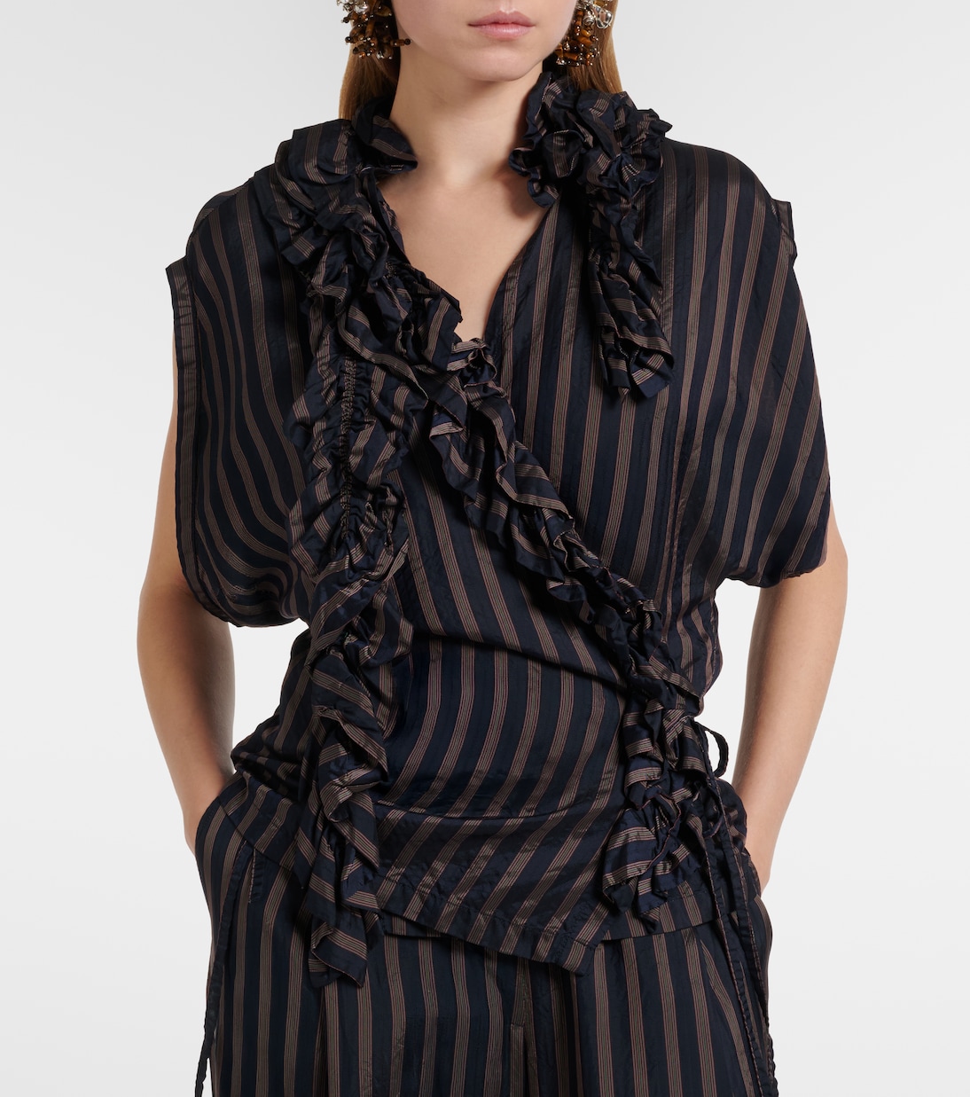 Ruffled striped top | Dries Van Noten