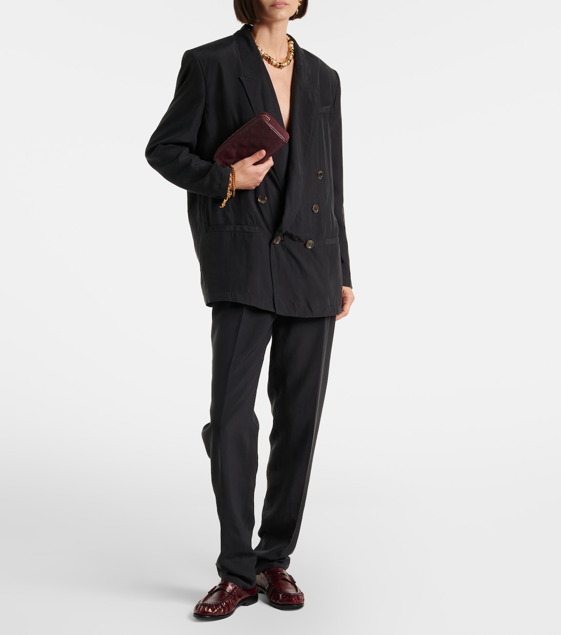 Portafoglio Cassandre in pelle matelassé con catena | Saint Laurent