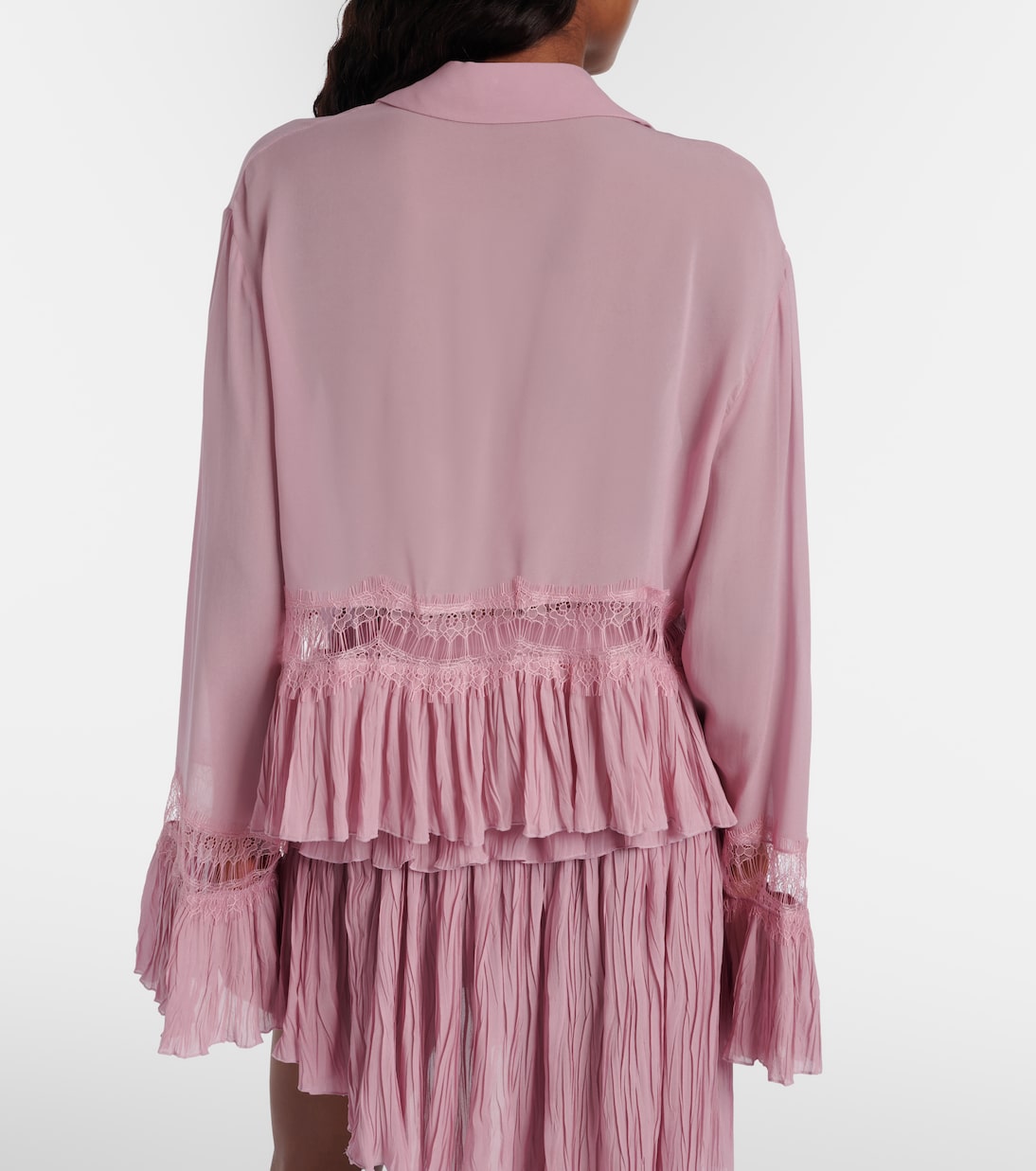 Lace-trimmed sheer georgette blouse | Blumarine
