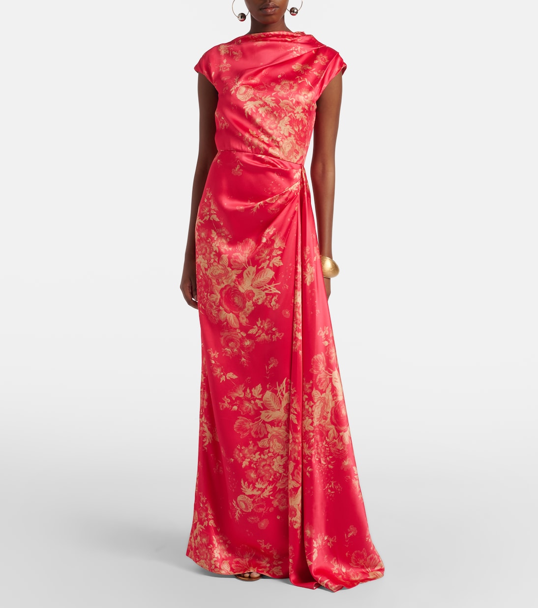 Robe longue en satin à fleurs | Erdem