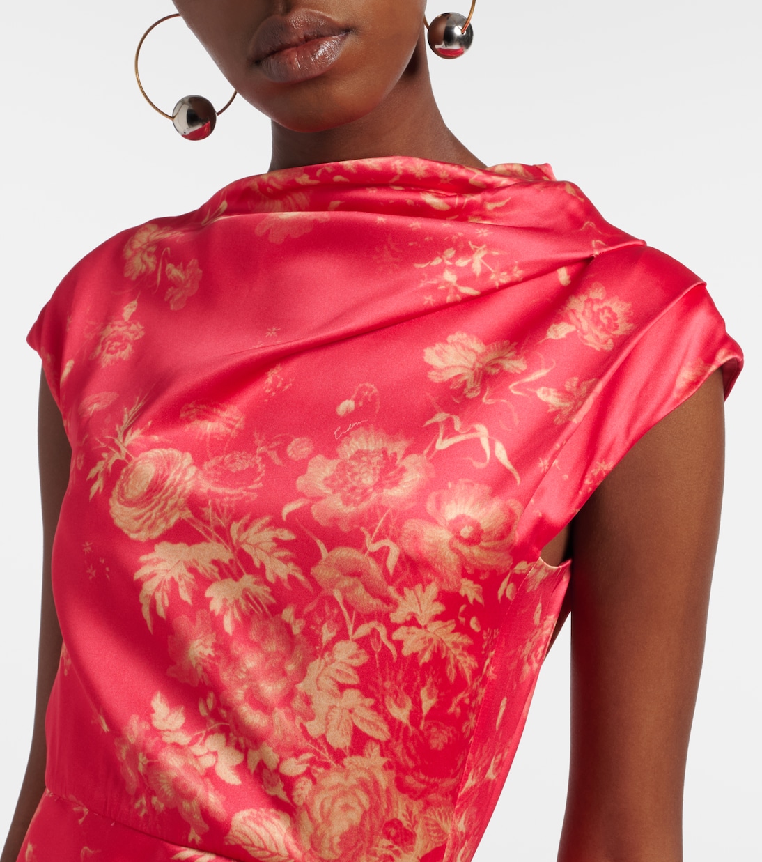 Robe longue en satin à fleurs | Erdem