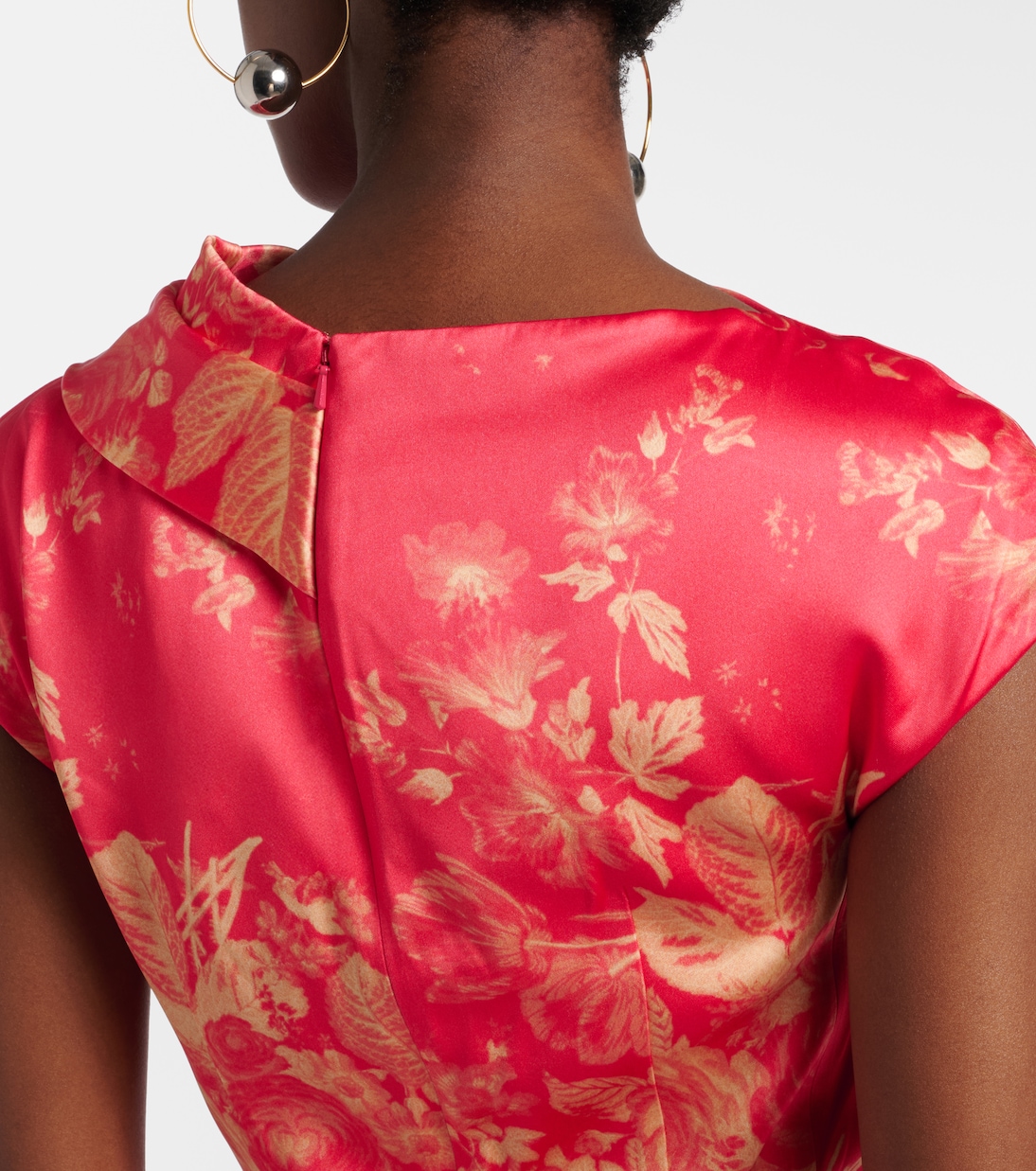 Robe longue en satin à fleurs | Erdem