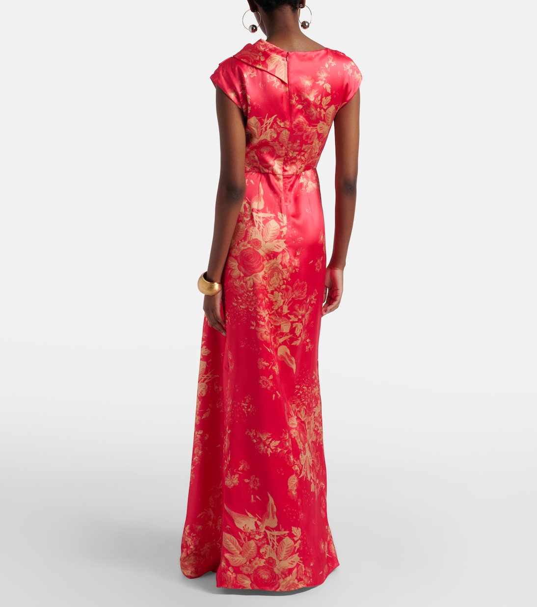 Robe longue en satin à fleurs | Erdem