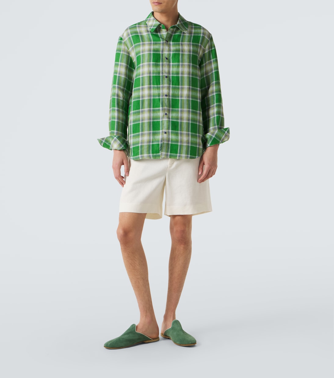 Linen shorts with moonstone | God's True Cashmere