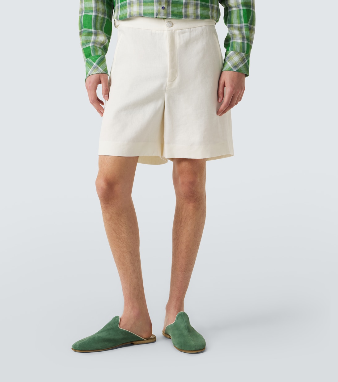 Linen shorts with moonstone | God's True Cashmere
