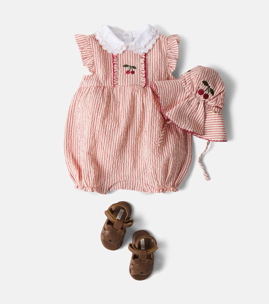 Baby Ellie ruffled striped cotton playsuit | Konges Sløjd