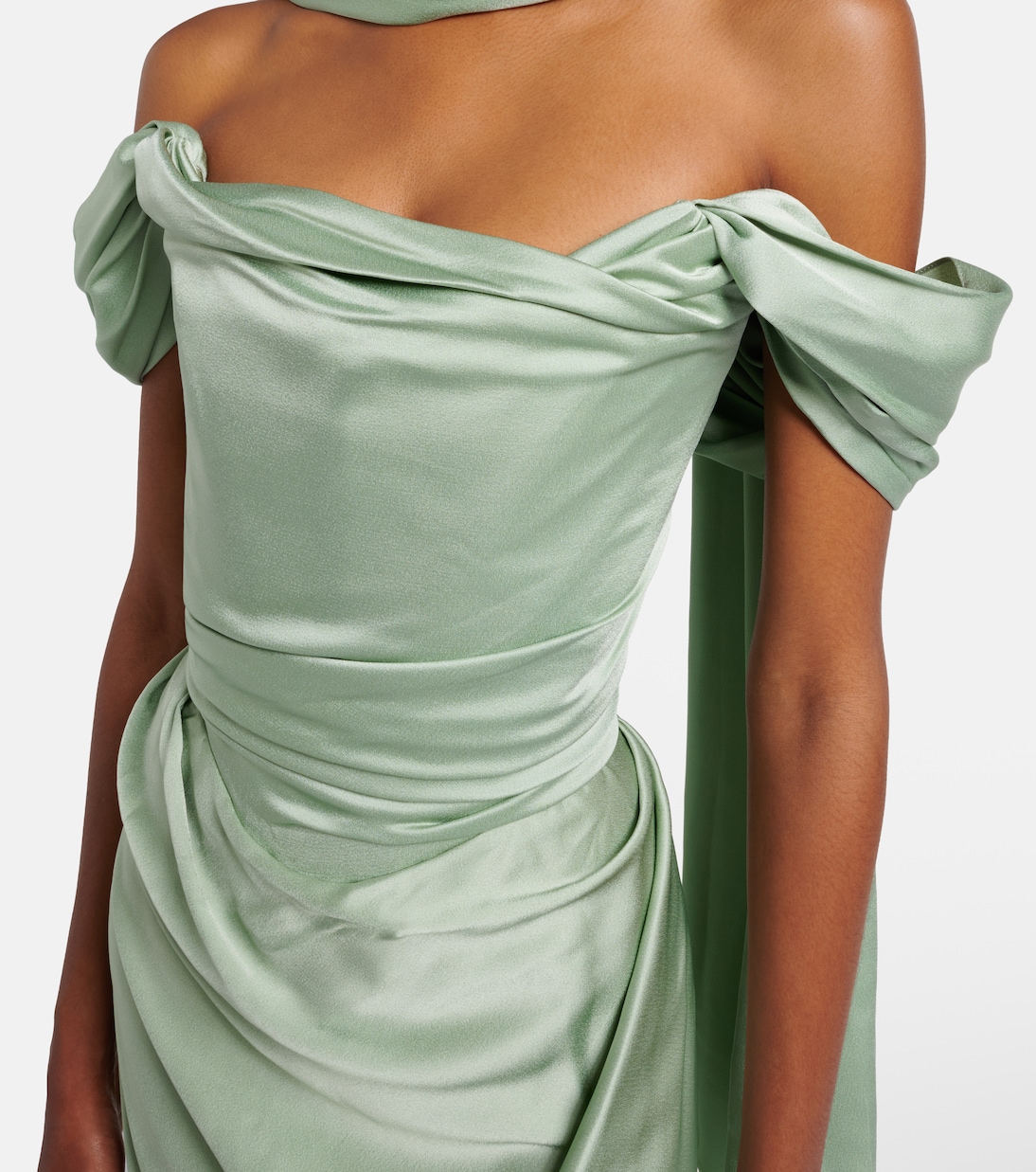 Nova Vixen scarf-detail satin gown in green - Vivienne Westwood