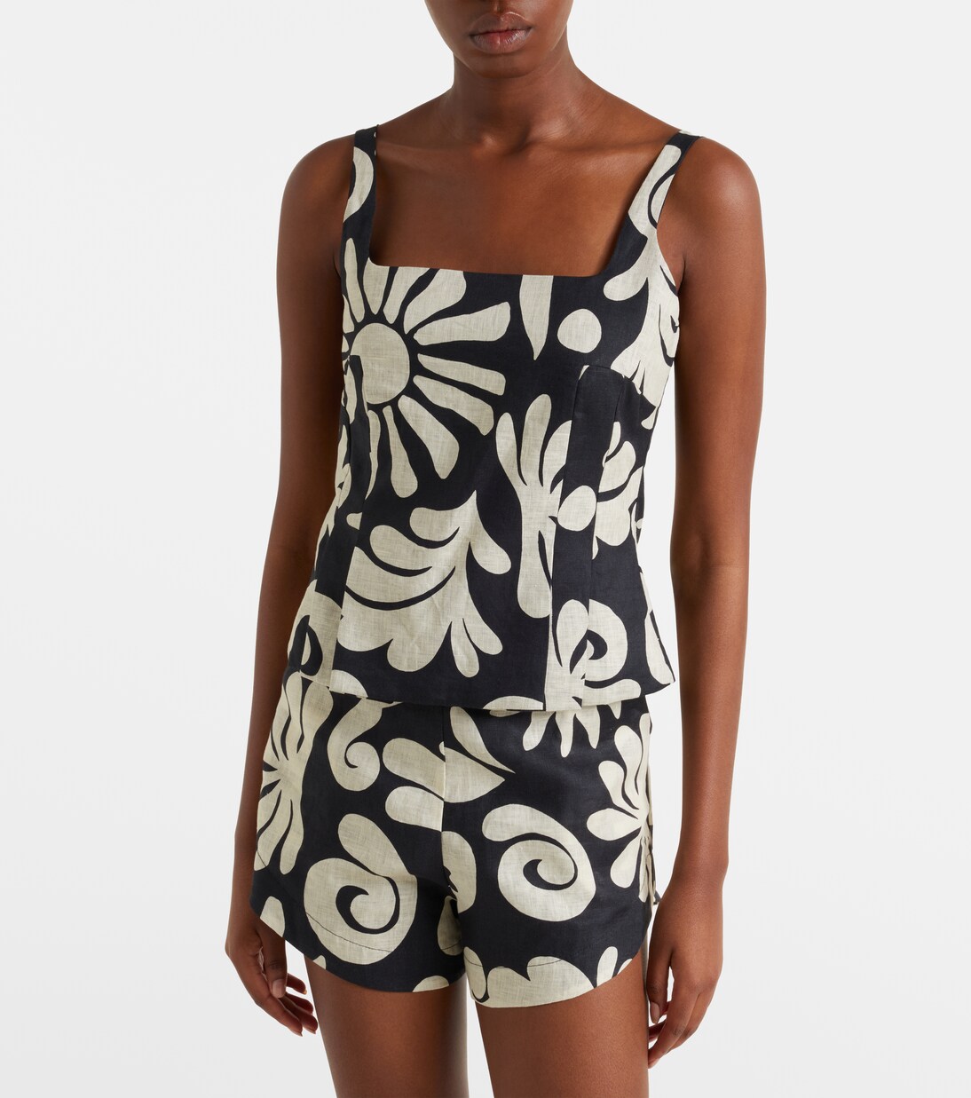 Rami printed linen top  | Cala de la Cruz