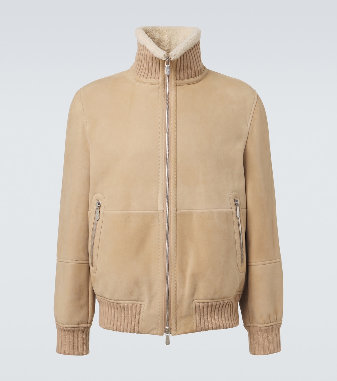 Shearling-lined suede bomber jacket | Brunello Cucinelli