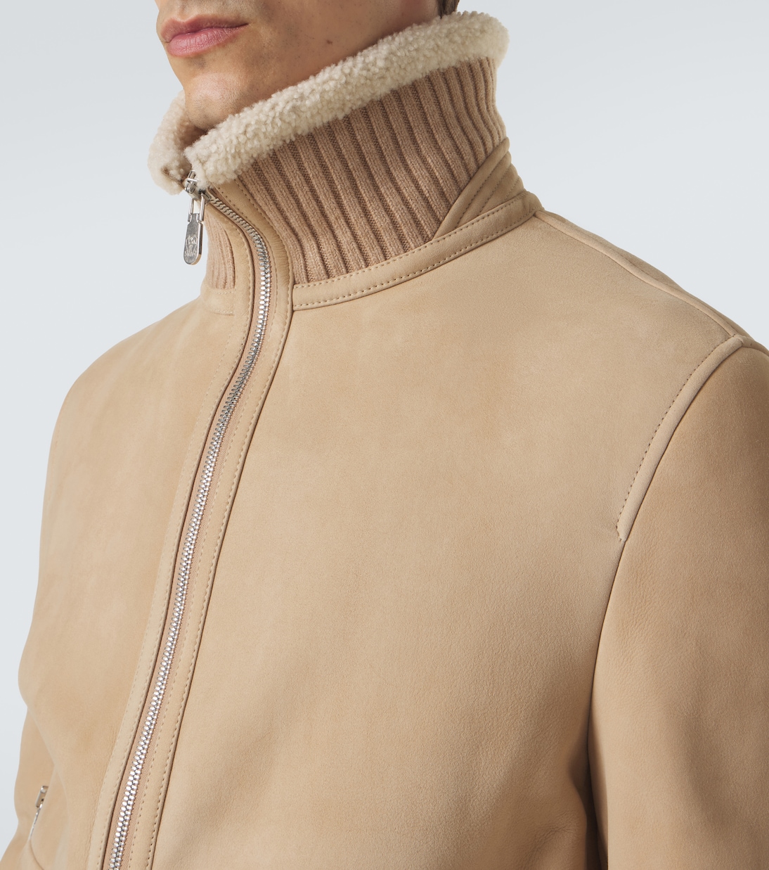 Shearling-lined suede bomber jacket | Brunello Cucinelli