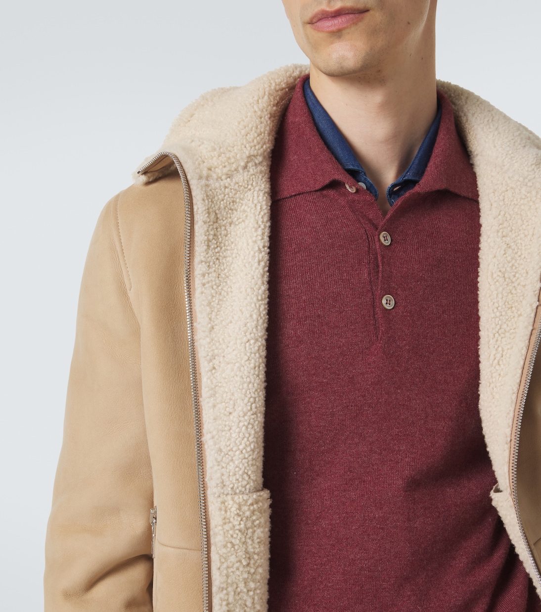 Shearling-lined suede bomber jacket | Brunello Cucinelli