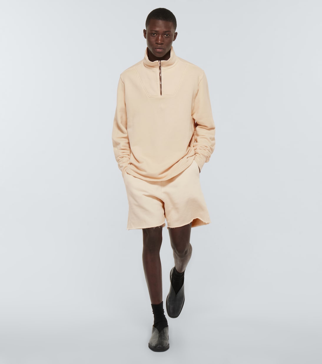 Cotton jersey half-zip sweatshirt | Les Tien