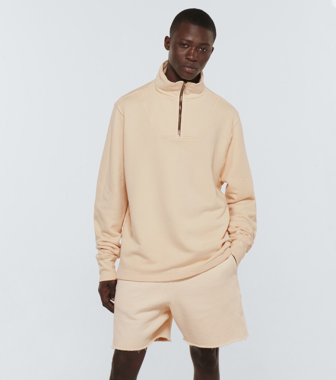Cotton jersey half-zip sweatshirt | Les Tien