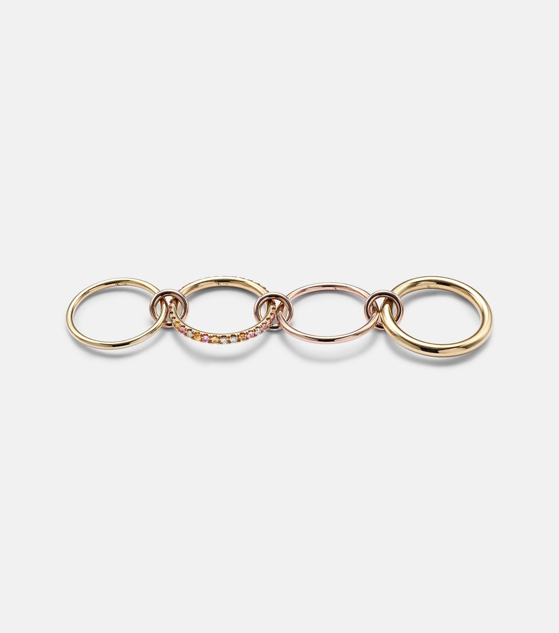 Nimbus 18kt gold and rose gold linked rings with sapphires and diamonds | Spinelli Kilcollin
