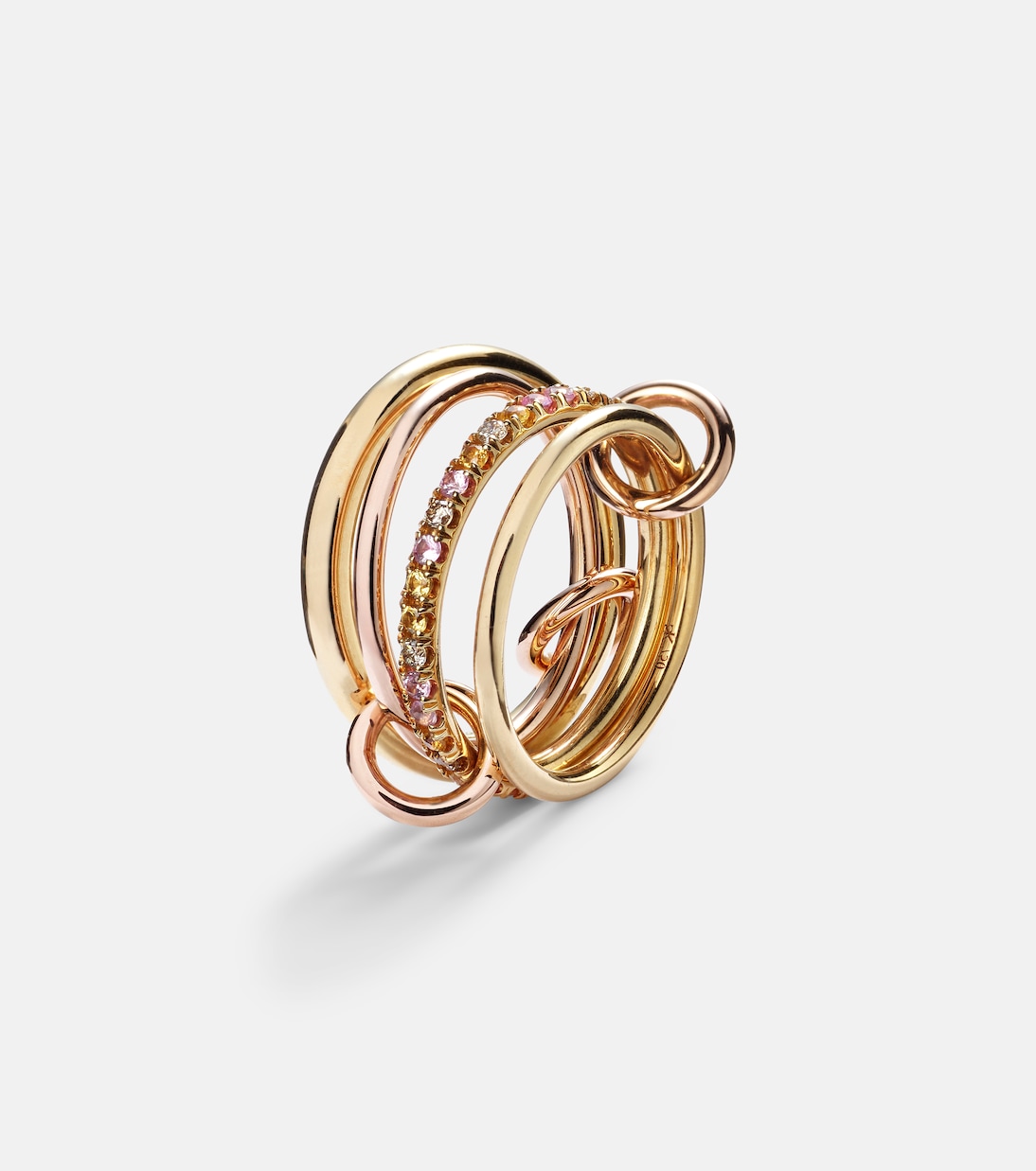 Nimbus 18kt gold and rose gold linked rings with sapphires and diamonds | Spinelli Kilcollin