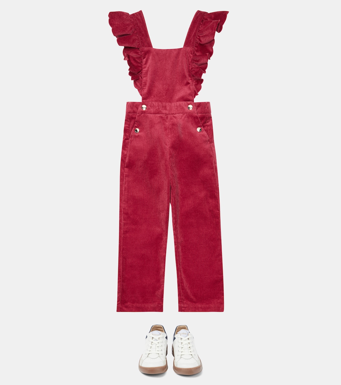 Ruffled cotton corduroy dungarees | Chloé Kids
