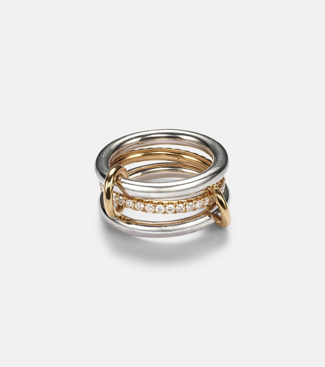 Libra sterling silver and 18kt gold ring with diamonds | Spinelli Kilcollin