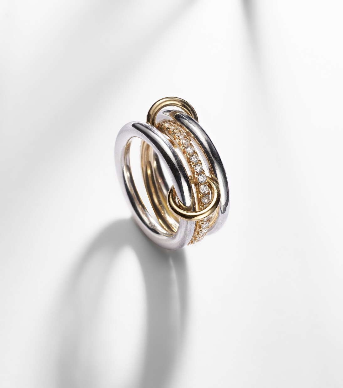 Libra sterling silver and 18kt gold ring with diamonds | Spinelli Kilcollin