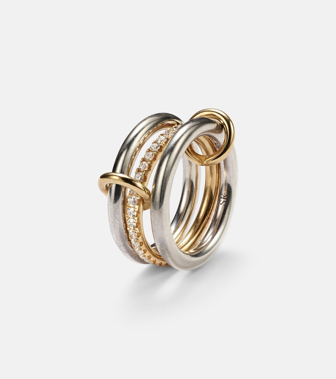 Libra sterling silver and 18kt gold ring with diamonds | Spinelli Kilcollin