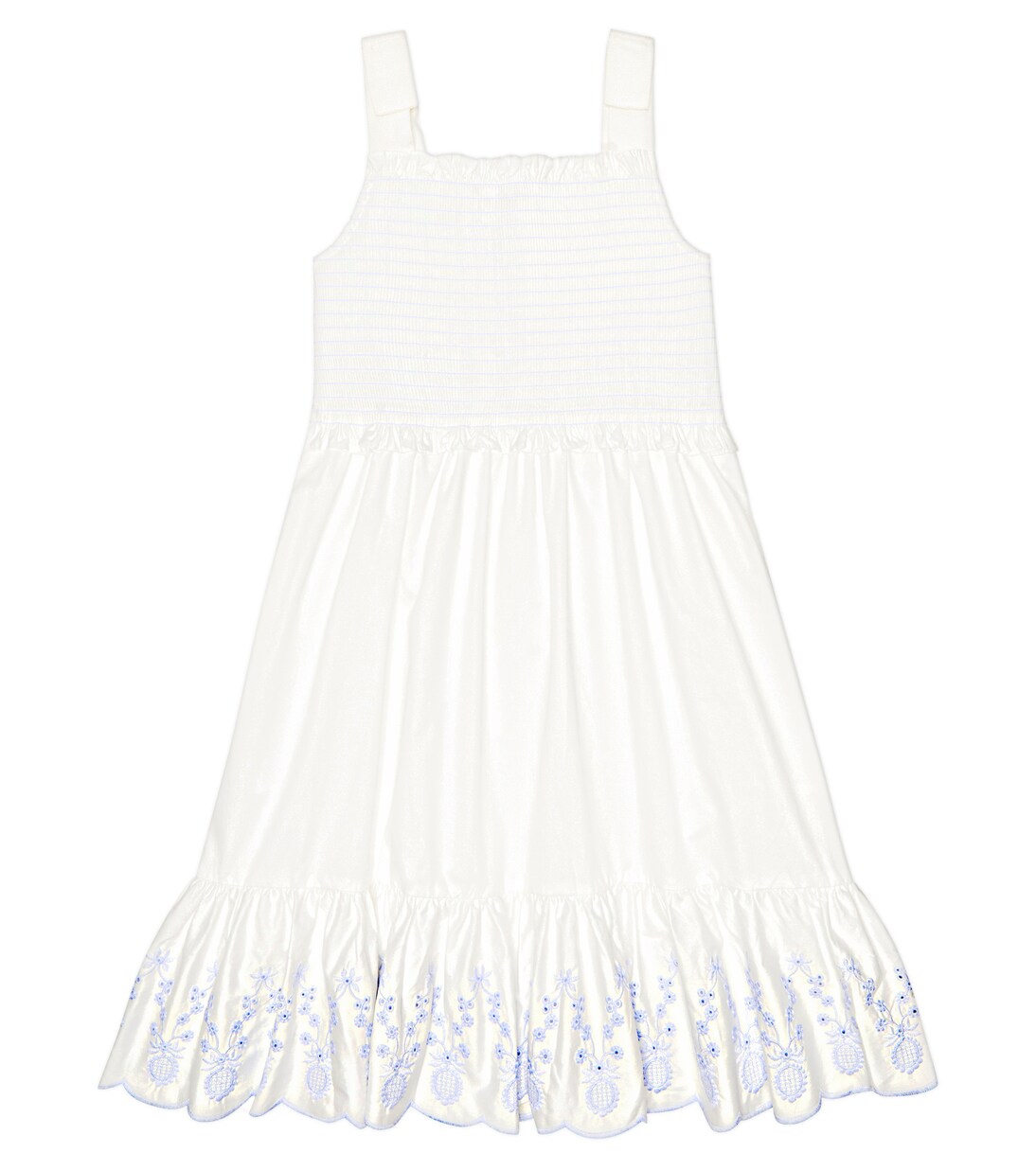 Smocked cotton poplin dress | Self-Portrait Kids